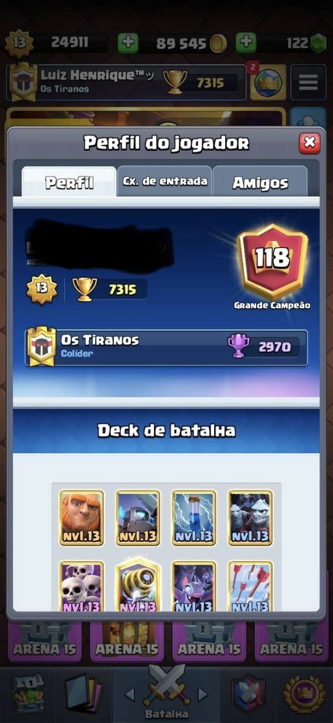 UP DE CONTAS CLASH ROYALE