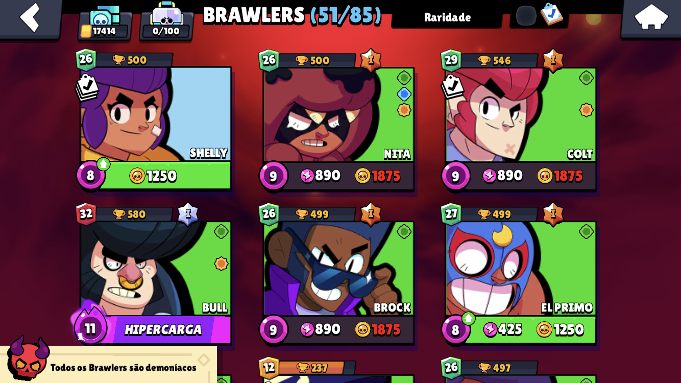 BRAWL STAR (+50 BRAWLS + 38 SKINS) /CONTA CLASH OF CLANS ( SEMI-FULL CV - 11)