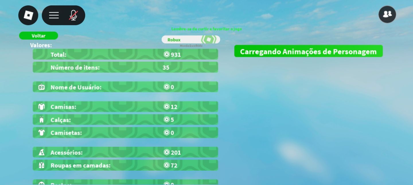 Conta de roblox com 900 robux gastos