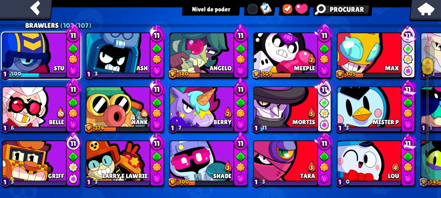 Conta brawl stars,55k trofeus,mtas skins,lendario e fama saturiana 1