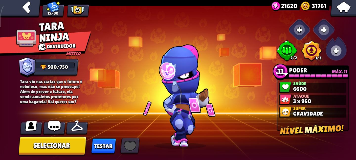 Conta de brawl Star com Colt desafiante entre outras skin raras