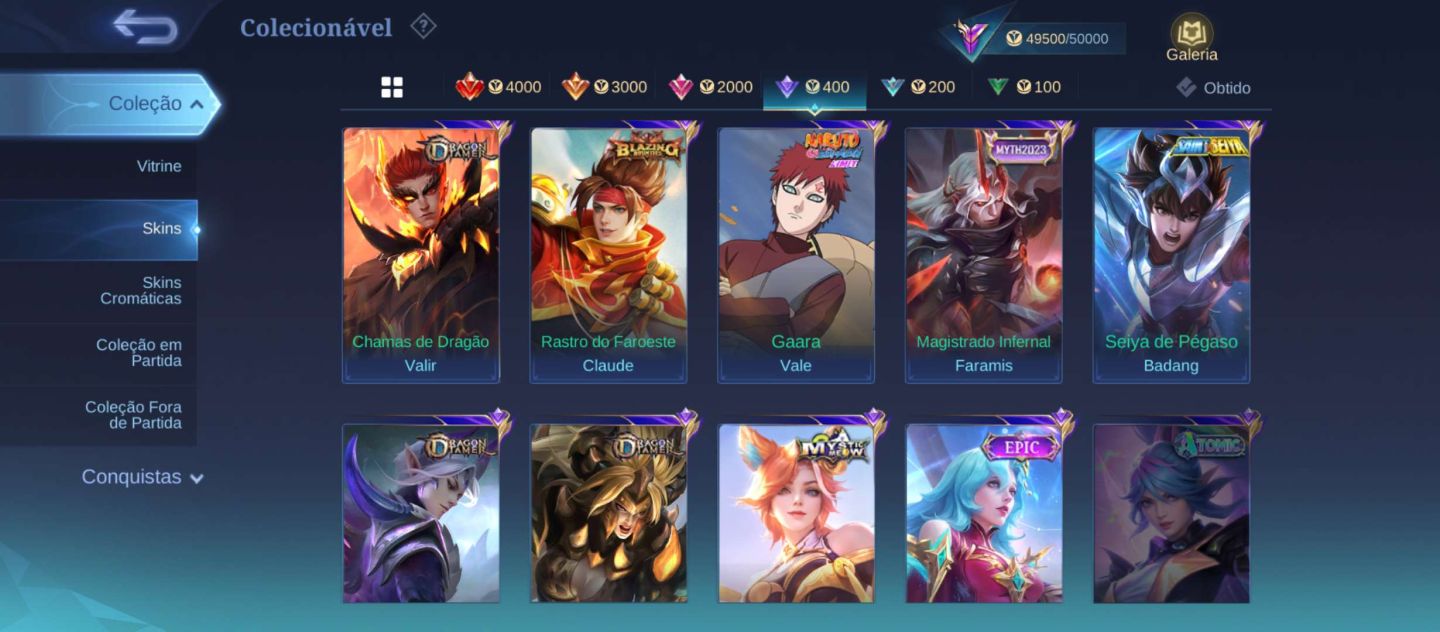 CONTA MOBILE LEGENDS RARA | 10 ANOS | 133 HERÓIS + 284 SKINS