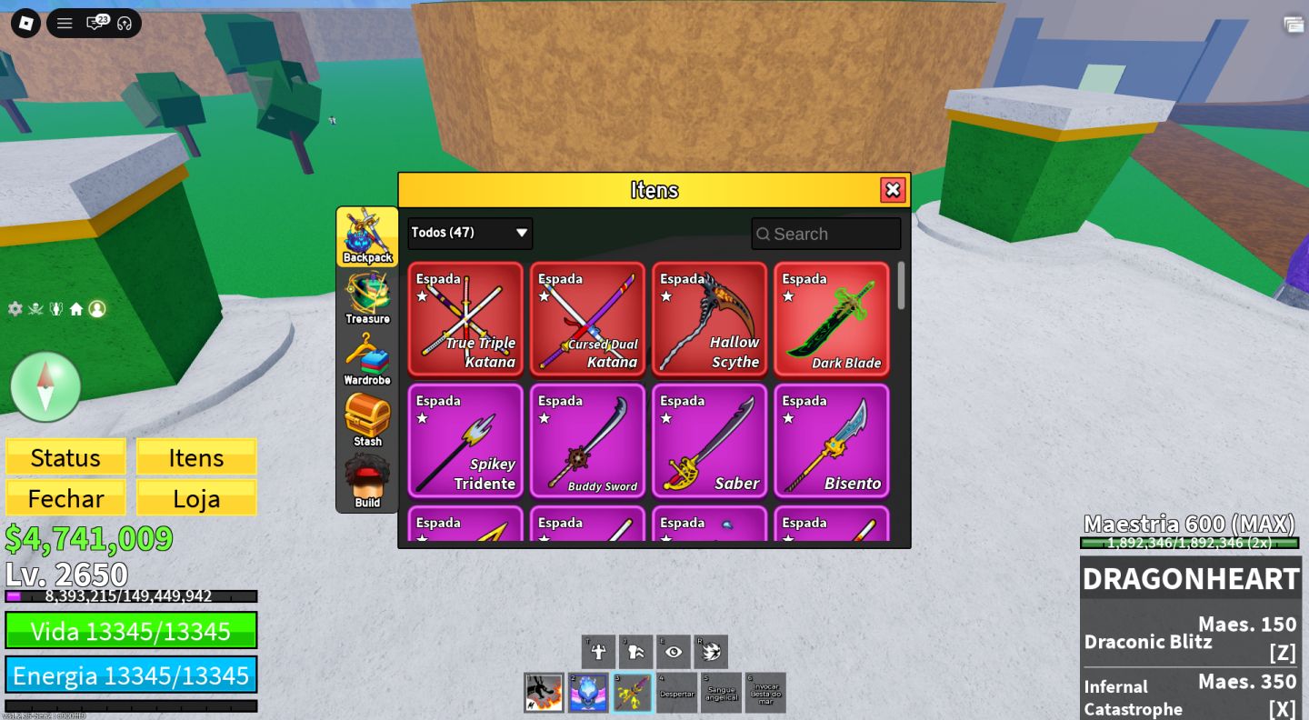 Conta roblox blox fruits atualmente gás lvl Max e com 96 robux