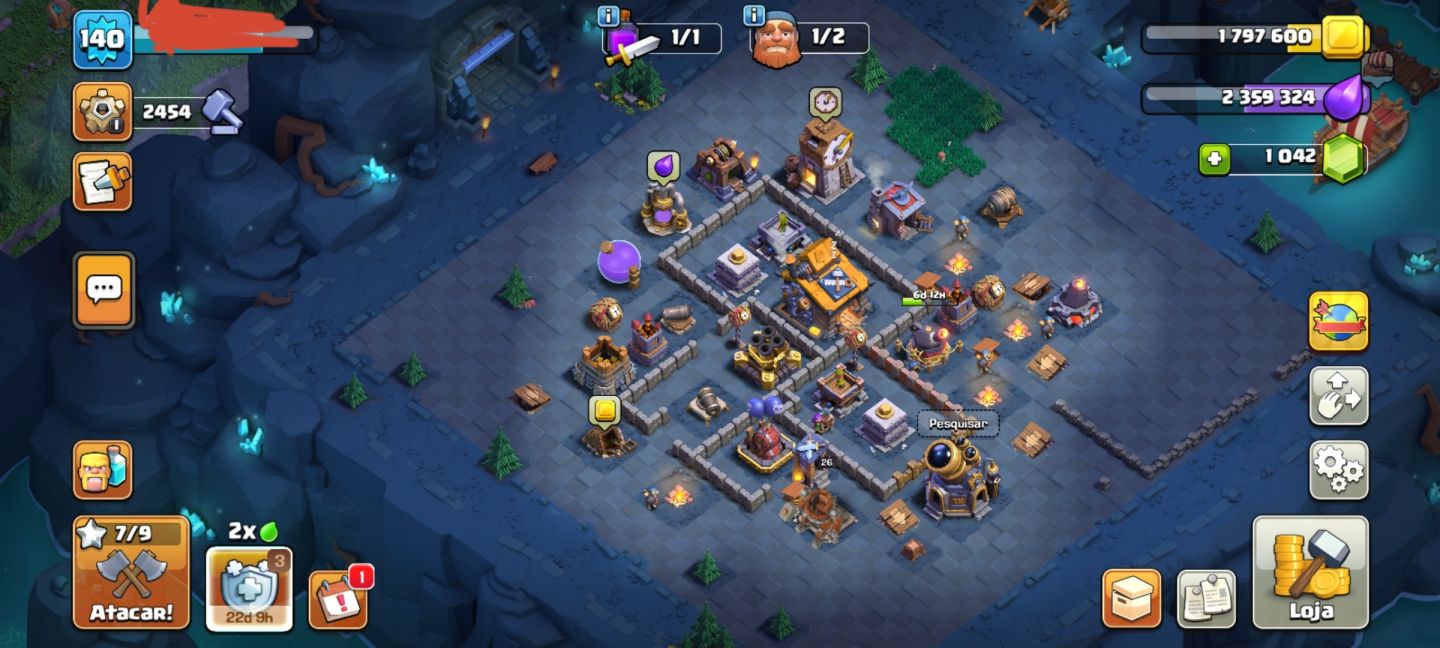 CONTA CLASH OF CLANS CV15 | 6 CONSTRUTORES | 1.000+ GEMAS | RAINHA 80