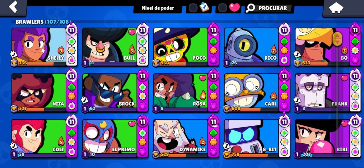 CONTA BRAWLSTARS | LENDÁRIO | TODOS BRAWLERS | 50K | RECHEADA DE SKINS | COLEÇÃO