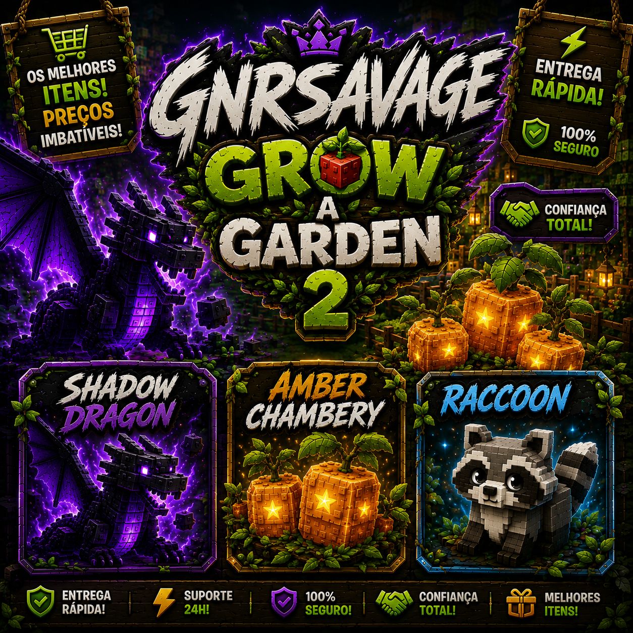 Shadow Dragon e Amber Chamberry e Raccoon Grow a Garden 2