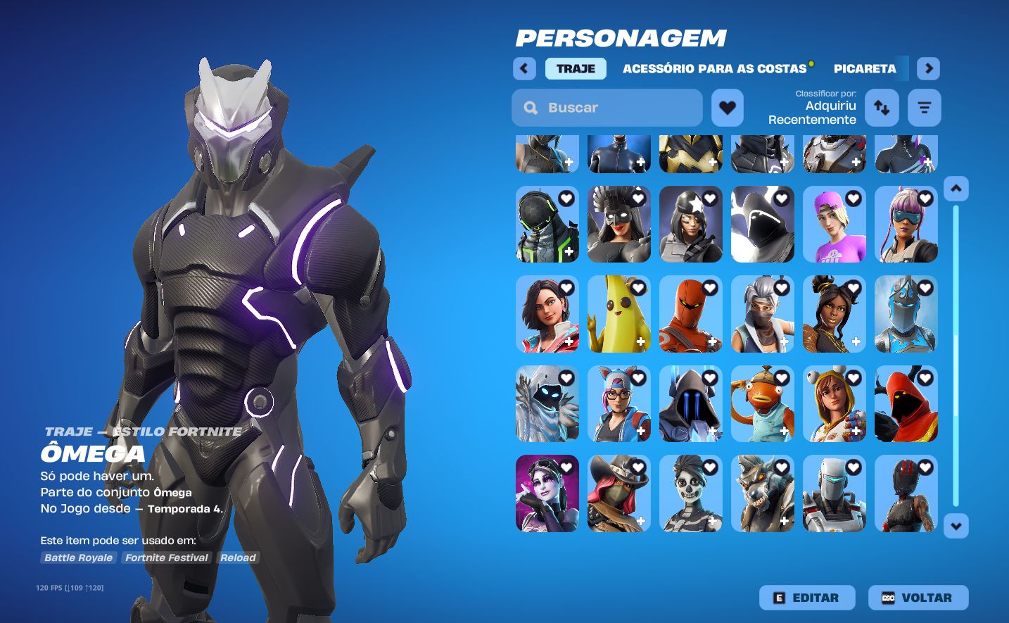 Conta fortnite minty axe,stw fundador,omega full e itens muito raros +3000vbucks