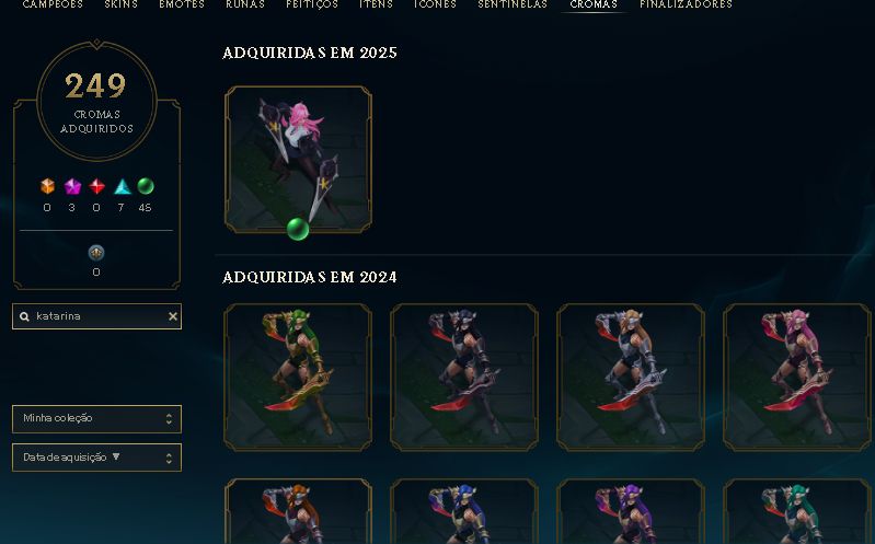 CONTA LOL MAIN KATARINA/ZED 375 SKINS | LV 617 | BR