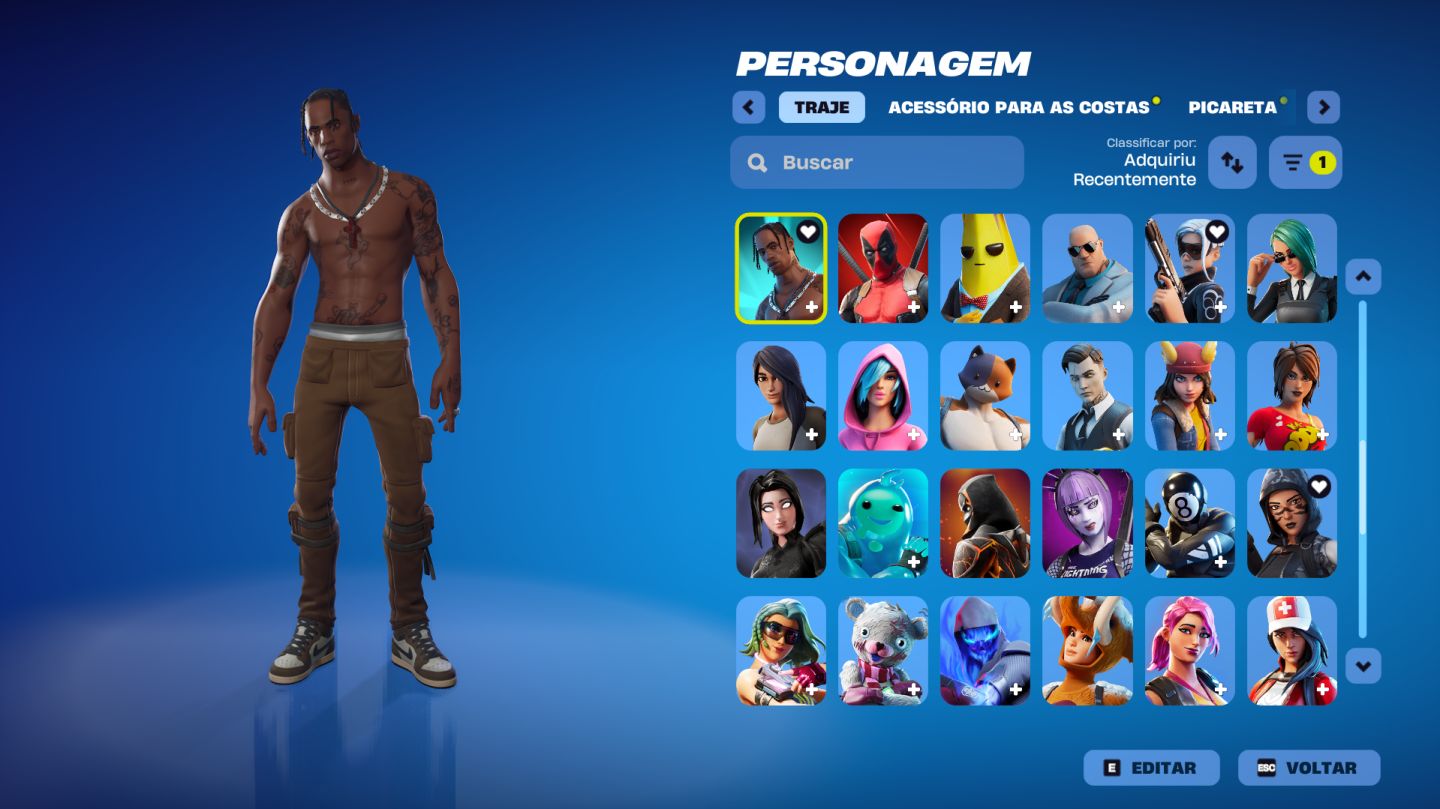 CONTA FORTNITE COM +R$2.000 GASTOS | TRAVIS SCOTT + MINTY + LEVIATA