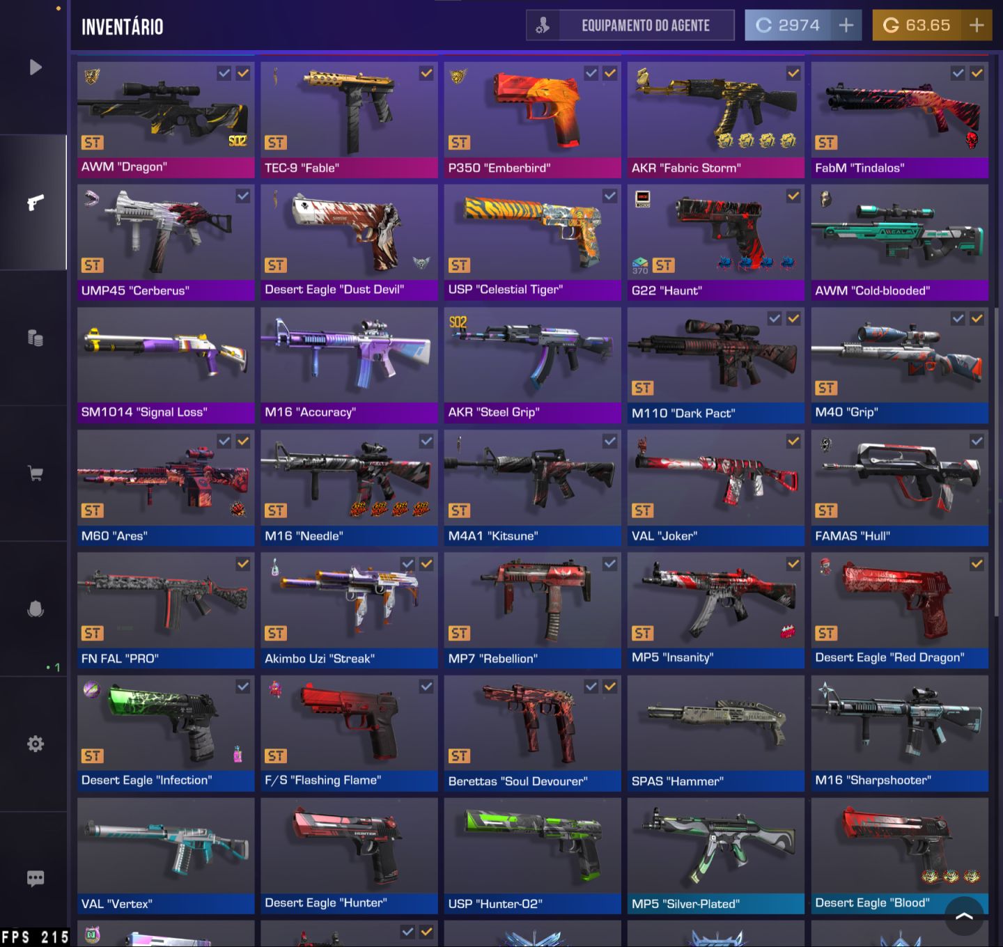Conta standoff2 com muitas skins avaliada em mais 17k gold