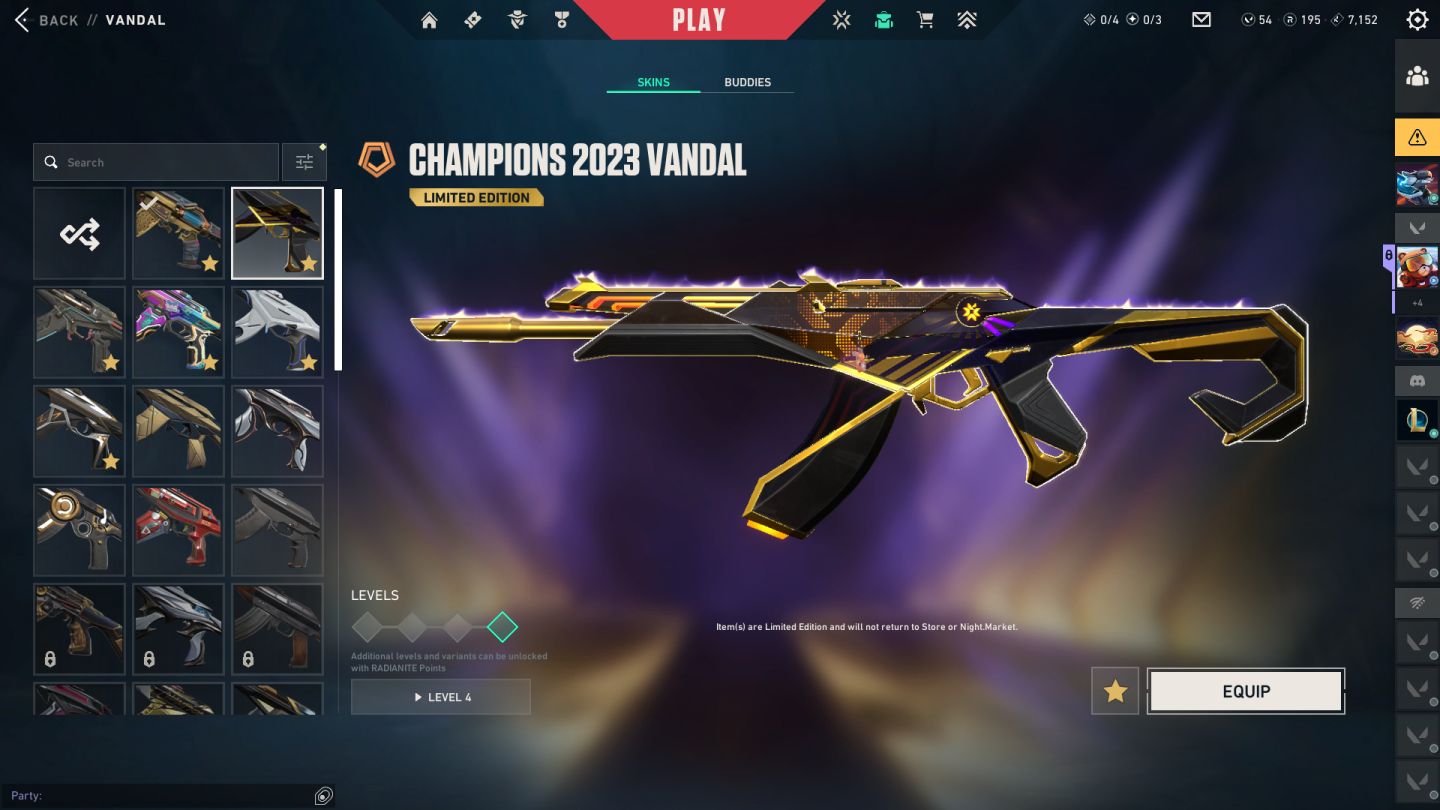 CONTA VALORANT VANDAL CHAMPIONS 2023