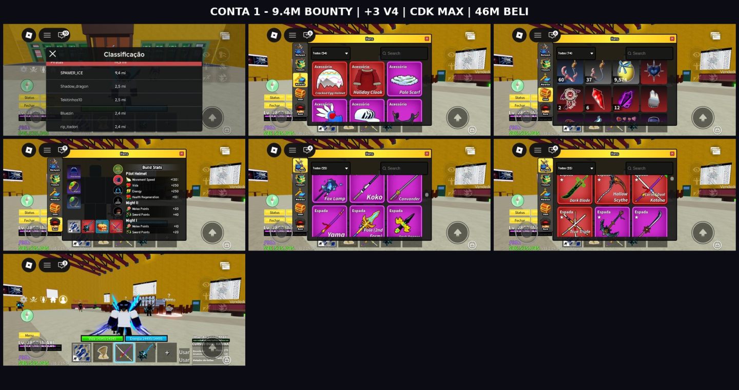 CONTAS BLOX FRUITS 2800 MAX | CDK + V4 + FRUTAS MÍTICAS