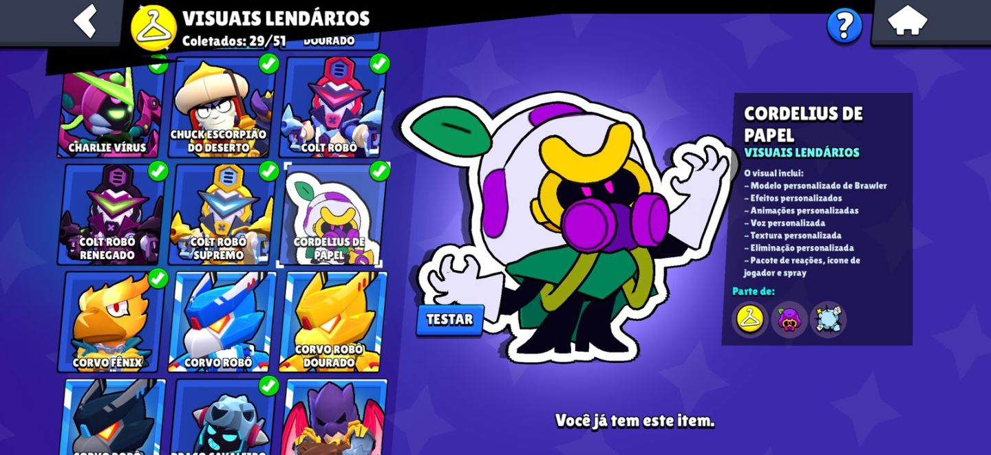 Conta de 2019 com 463 Skins / 5 Pro Pass (Colt / Dinamyke / Leon, Corvo e Brock)