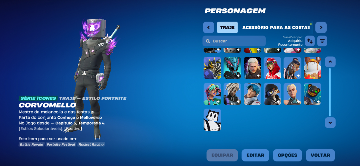 Conta fortnite com skins raras e emotes meta