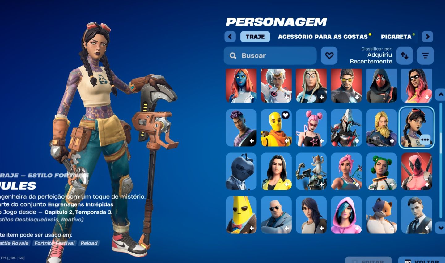 Conta de fortnite 175 skins, 168 picaretas e 144 asa deltas (passe season 4+)