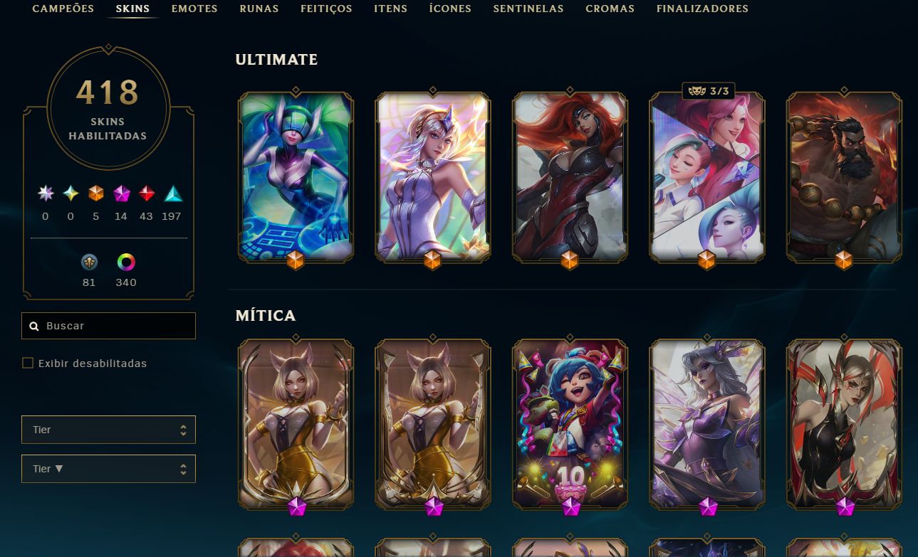 Conta LoL 418 Skins | Level 595 | Full Acesso | BR
