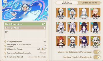 Conta genshin com 19 T5 + 3 armas
