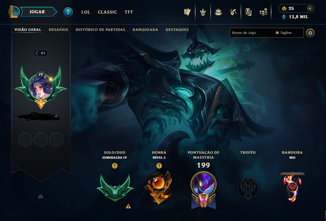 CONTA LOL ESMERALDA IV