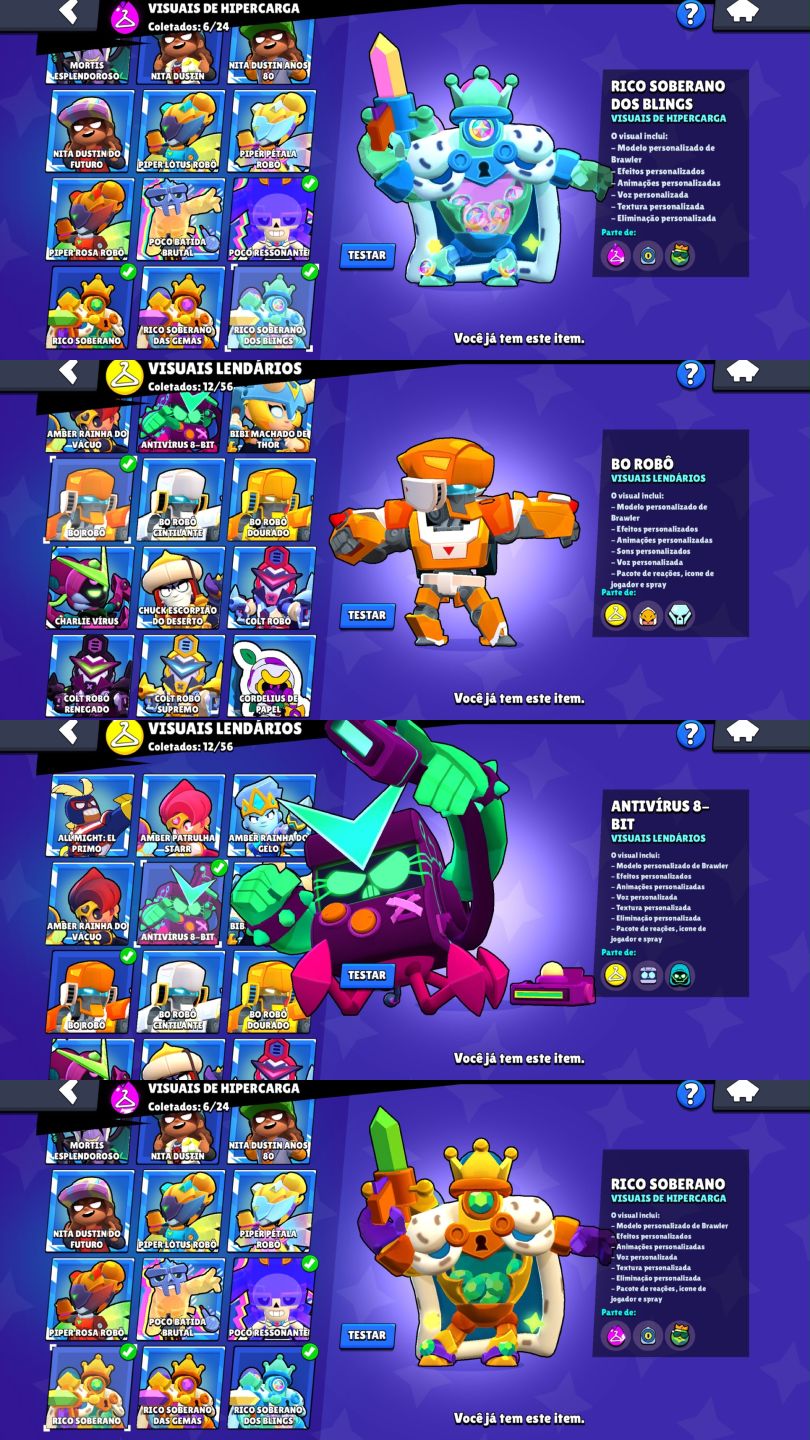 CONTA DE BRAWL STARS 65K DE TROFEUS |107 BRAWLERS VARIAS FAMA