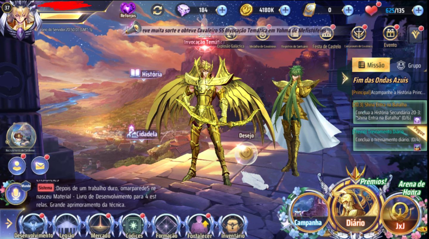 Conta Saint Seiya Awakening sv 142 lv 37 78 gemas, 12 livros azuis, Dégel e mais
