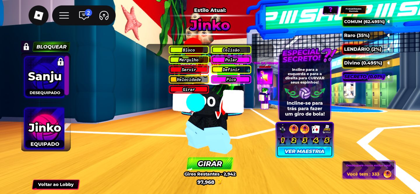 (PROMOÇÃO) conta Volleyball legends com Sanju e Jinko com diversos tokens