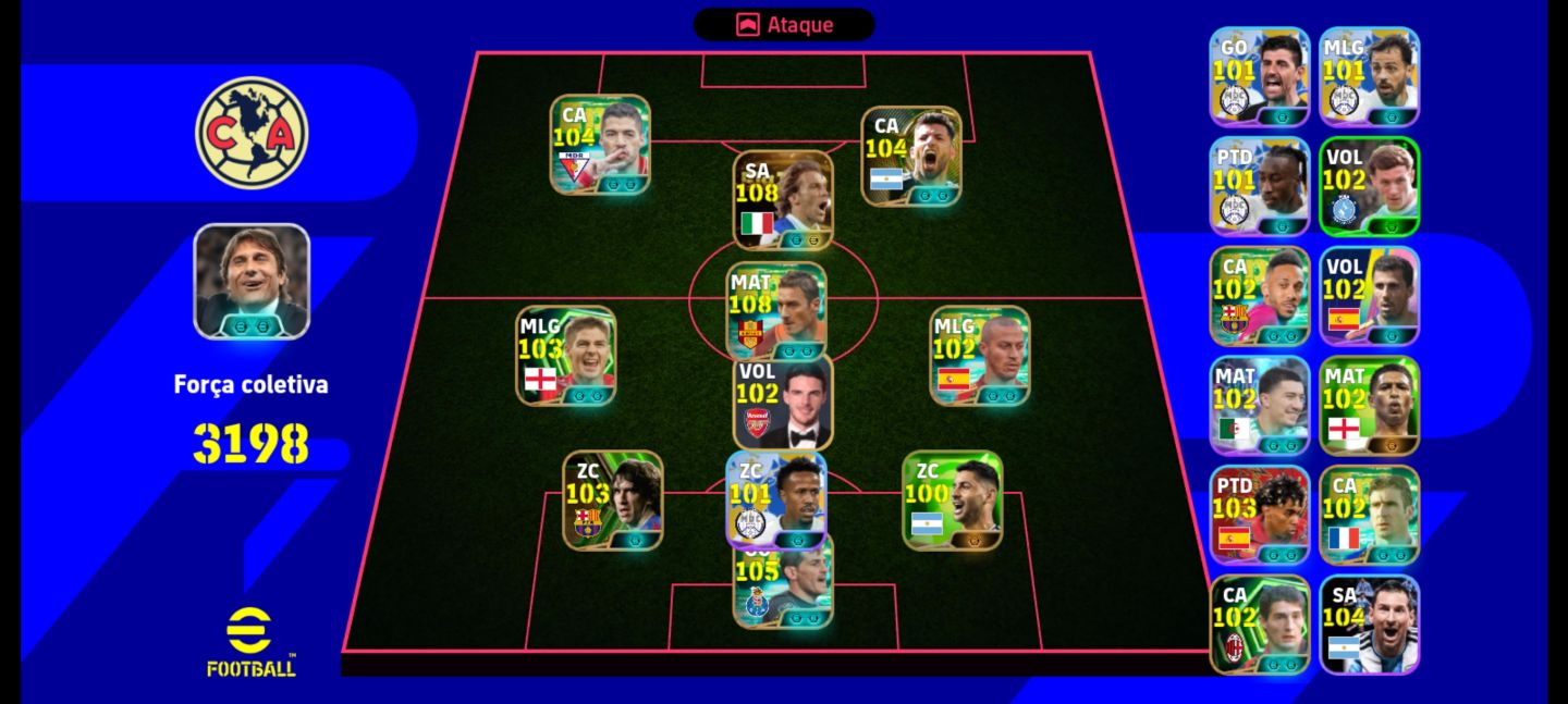 EFOOTBALL MOBILE | DEL PIERO 108 + TOTTI 108 3198 FORÇA