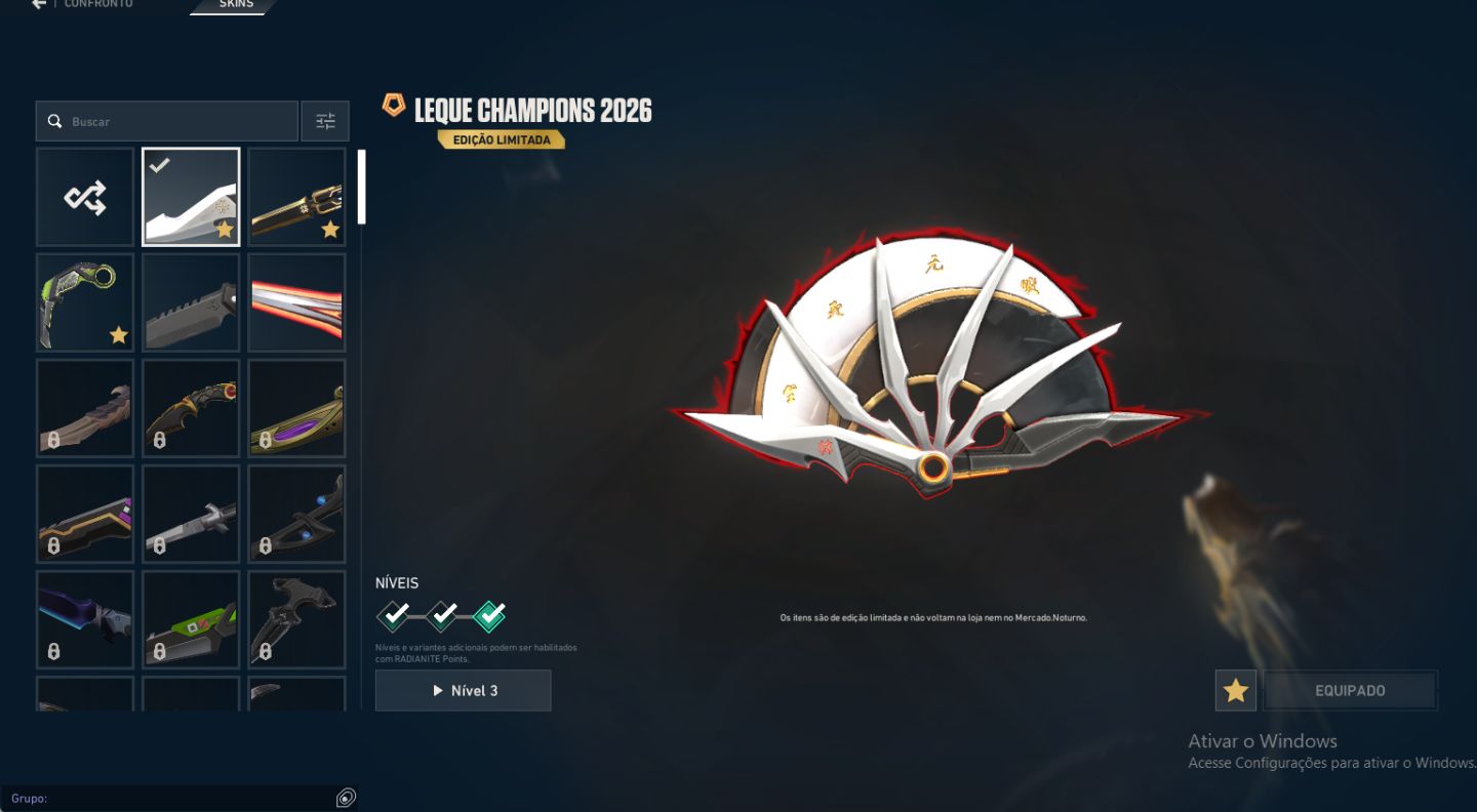 CONTA DE VALORANT 2 VANDAL 3 FACA 2 PHANTOM E 1 SHERIFF SKINS LIMITADAS
