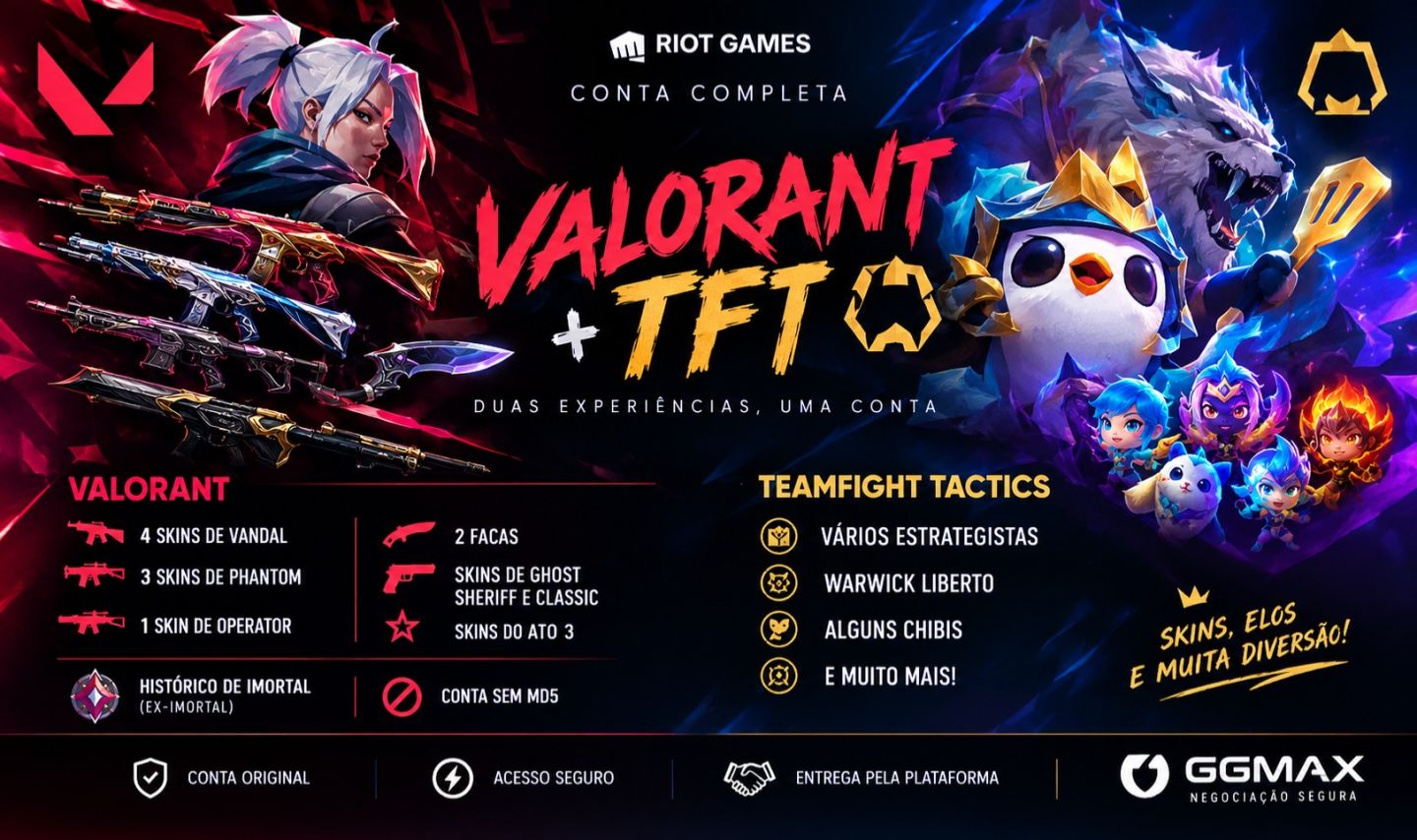 CONTA RIOT GAMES VALORANT + TFT | EX-IMORTAL