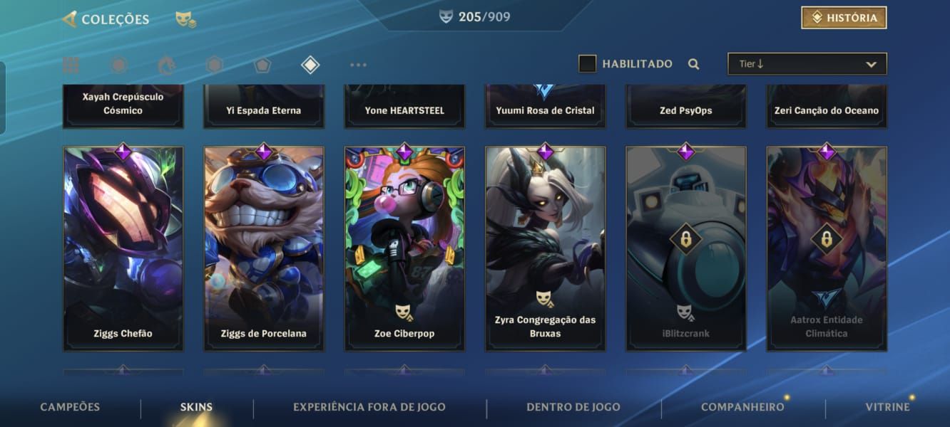 Conta wild rift com 205 skins com varias skins de gacha