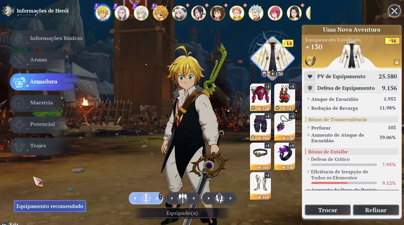 CONTA END GAME 3 PERSONAGENS P10 MELIODAS P10/ELIZABETH P10/