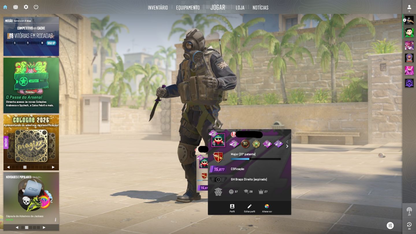 CONTA STEAM, CS2 (LVL 18 GC, 7 FACEIT 23K ESPECIAL SEASON 4) MEDALHAS E JOGOS
