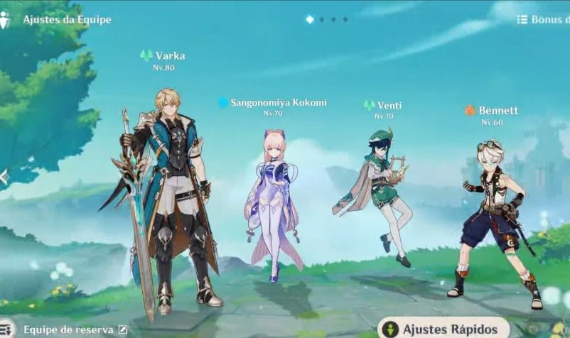 Conta com varka, venti e kokomi além de outros personagens do mochileoro