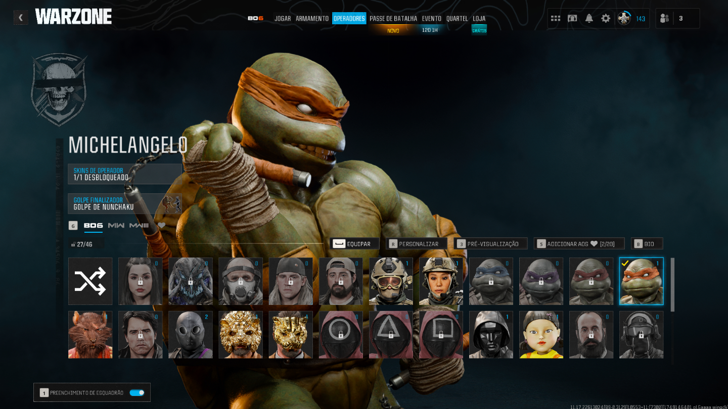 Conta warzone com muitas skins