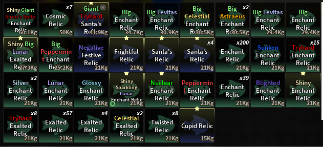 Fisch - itens, relics e peixes raros (via trade plaza)