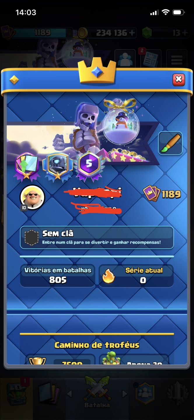 CONTA CLASH ROYALE / 4 EVO / 6 CAMPEÃO/ 20 LENDÁRIOS