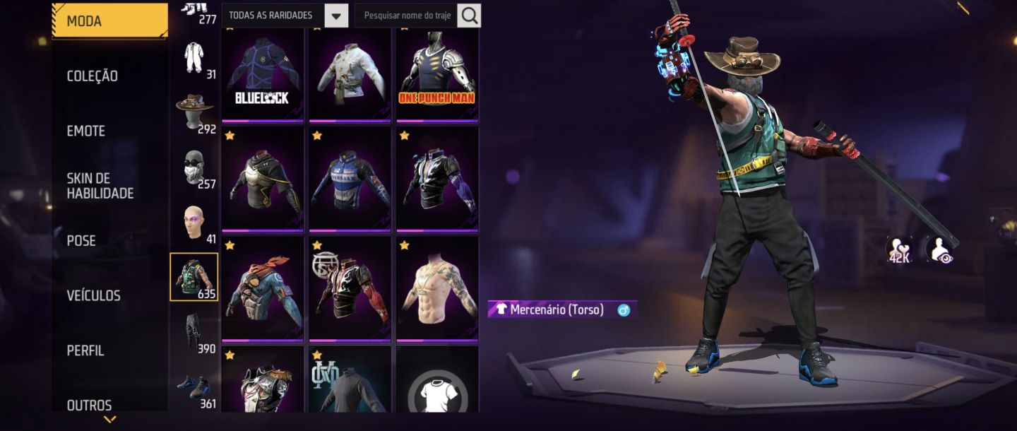 Conta Free Fire Veterana: Passes 4 Ao 9 + Full Ragnarok + Prime 7 + steamp punk