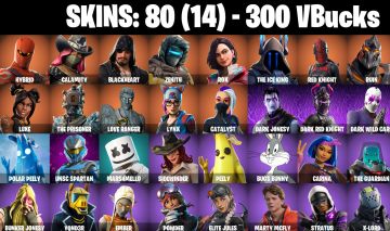 80 Skins - calamity, blackheart, zenith, lynx, catalyst, 300 vbucks