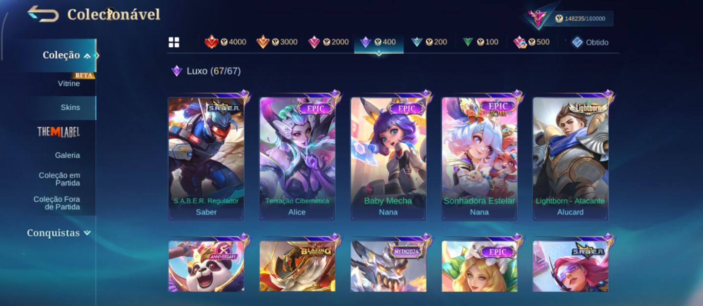 Legend Lunox - 463 Skins - Full herói e emblemas - líder de clã nível 10