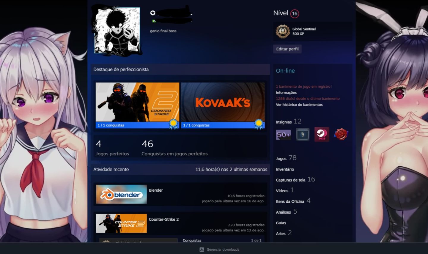 Steam Lvl 16 |75 Jogos| Dbd+ Hogwarts + Ark + Gta V + Dayz + Rust + Cs2 Prime