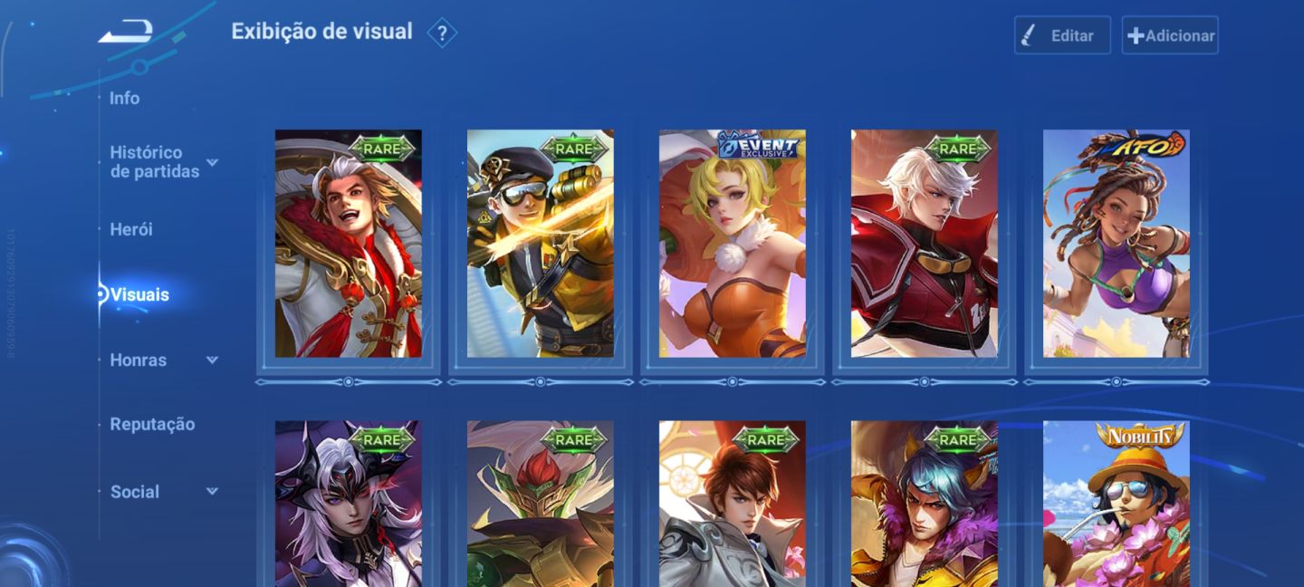 Conta de honor com algumas skins. Sem tempo para jogar