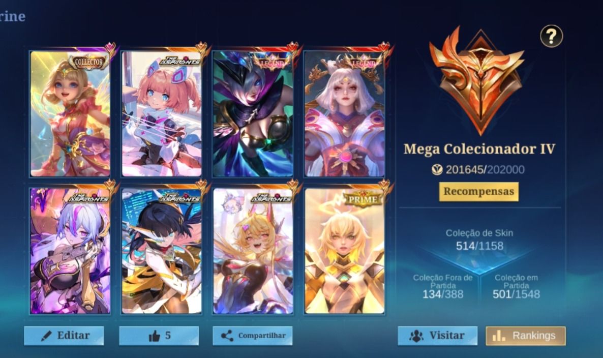 Conta mobile legends Mega colecionador IV.