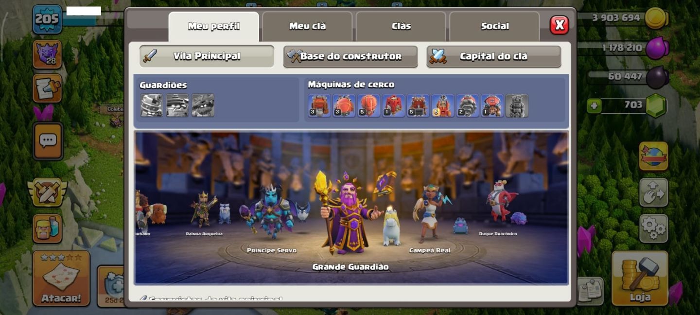 CV16 Quase Full|Defesas FULL|Skins Lendárias|Ferreiro Top|703 Gemas|XP 205