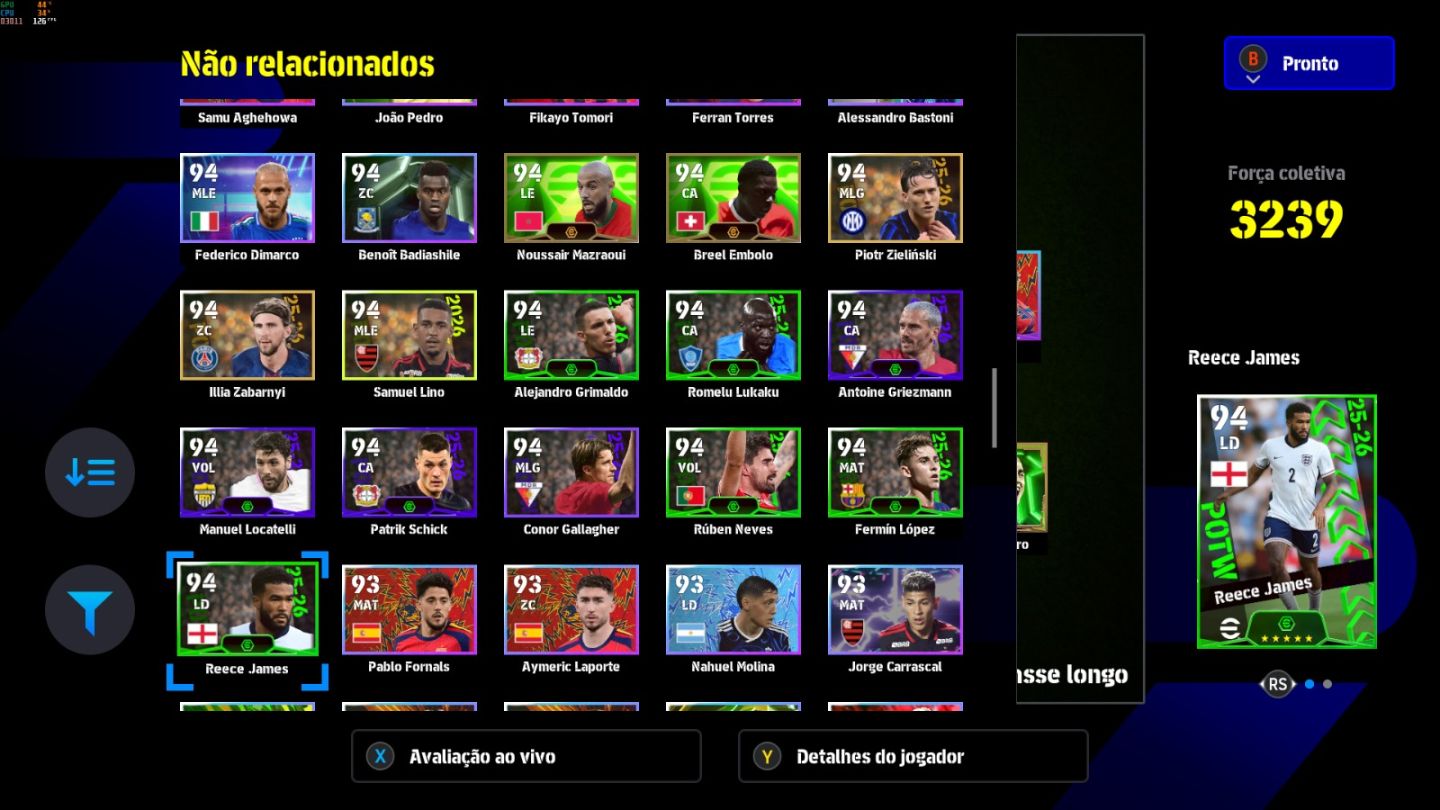 Conta PC Steam Ibrahimovic 110, Buffon 108, Vini Jr 105, Adriano 106 e CIA