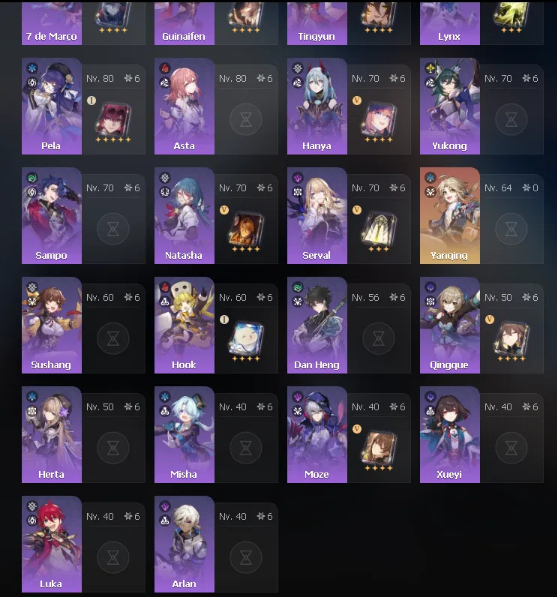 Conta Honkai Star Rail endgame Loba Prateada999E2, YaoE2, ,PearlE1