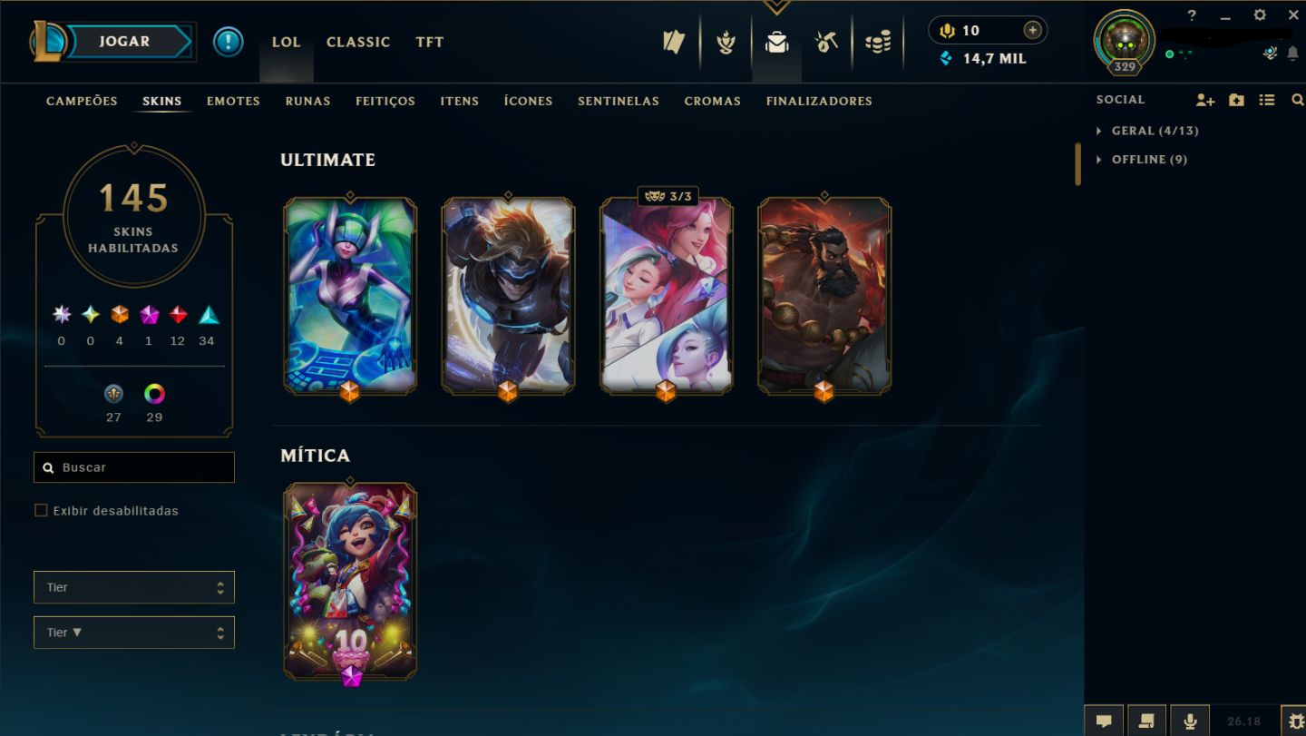 CONTA LOL 2016 DONO ÚNICO | ESMERALDA | 145 SKINS | 4 ULTIMATES | TODOS CAMPEÕES