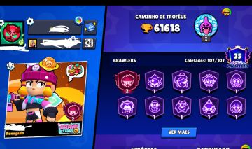 Conta Brawl Stars 61.618 Troféus, 107 Brawlers e Muitas Skins!