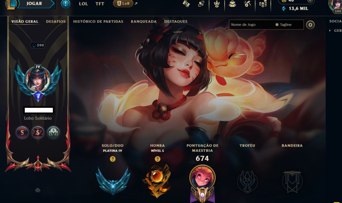 CONTA LEAGUE OF LEGENDS (NIVEL 590) SKIN AHRI TERMAS NOTURNAS E MUITO +