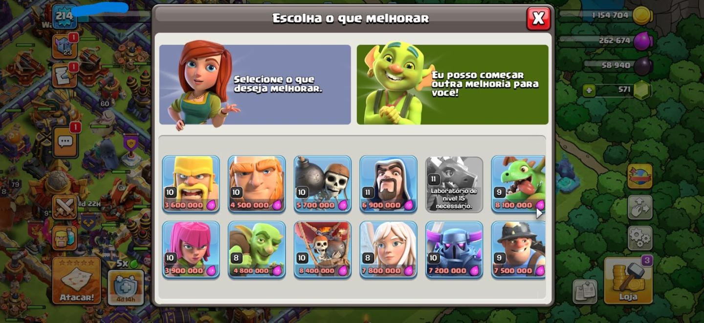 CV 16 CLASH OF CLANS COM VÁRIAS SKINS E MUITO UPADA