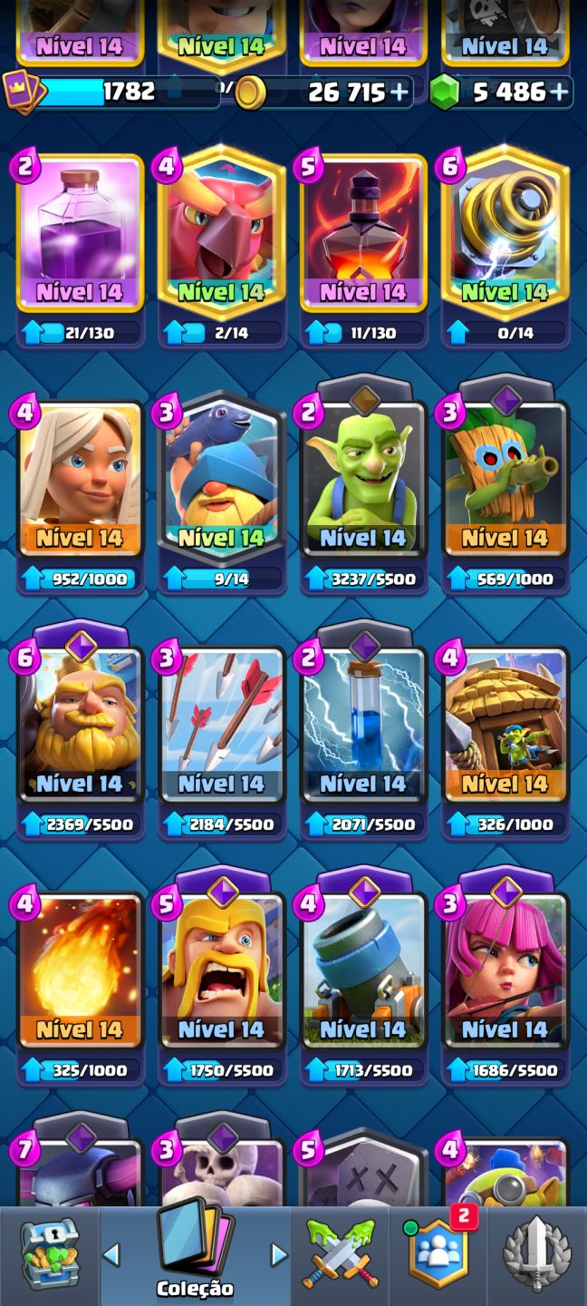 1782 COLEÇÃO | 21 EVO | 5486 GEMAS | 10832 | 91 EMOTES