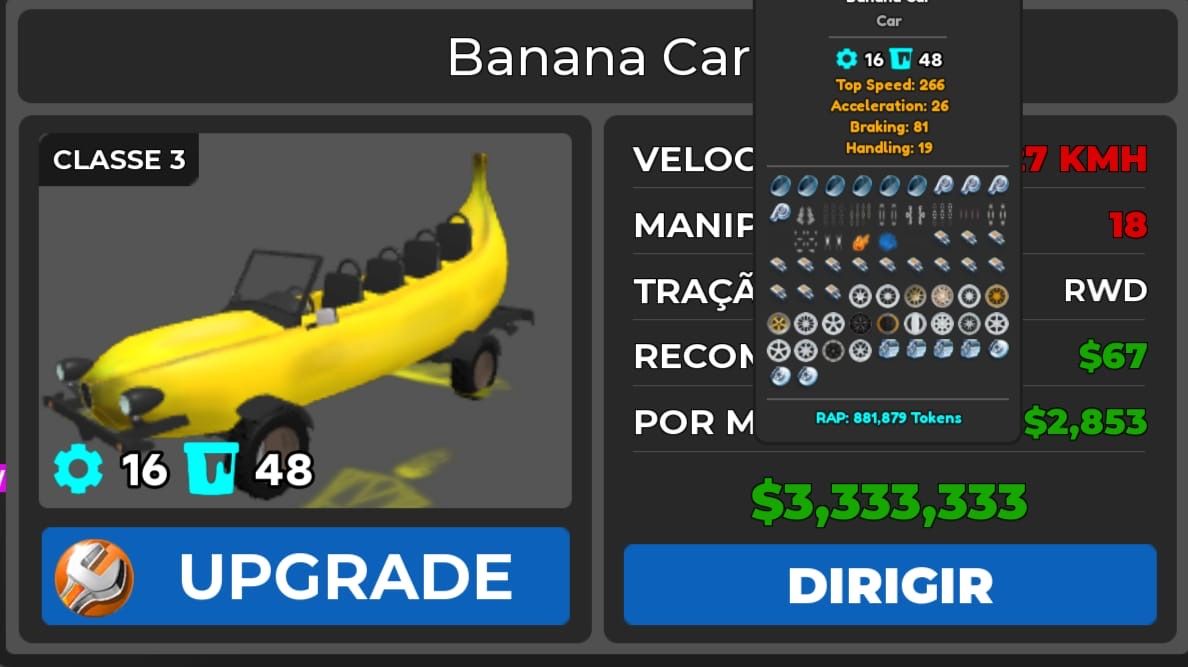 Carros Exclusivos CDT Banana Car e Outros Car Dealership Tycoon Roblox